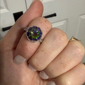 Iridescent Stone Silver Ring